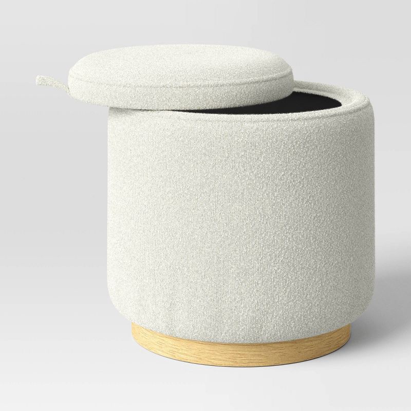 slide 4 of 5, Round Upholstered Storage Ottoman Cream Boucle - Room Essentials™, 1 ct