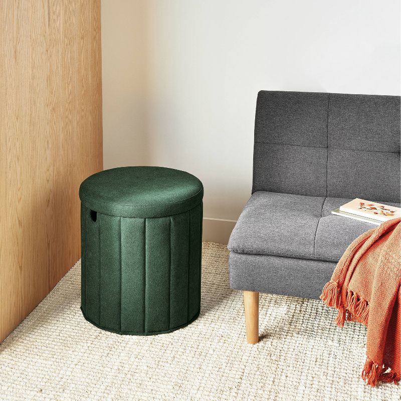 slide 2 of 6, Folding Round Storage Ottoman Green - Room Essentials™, 1 ct