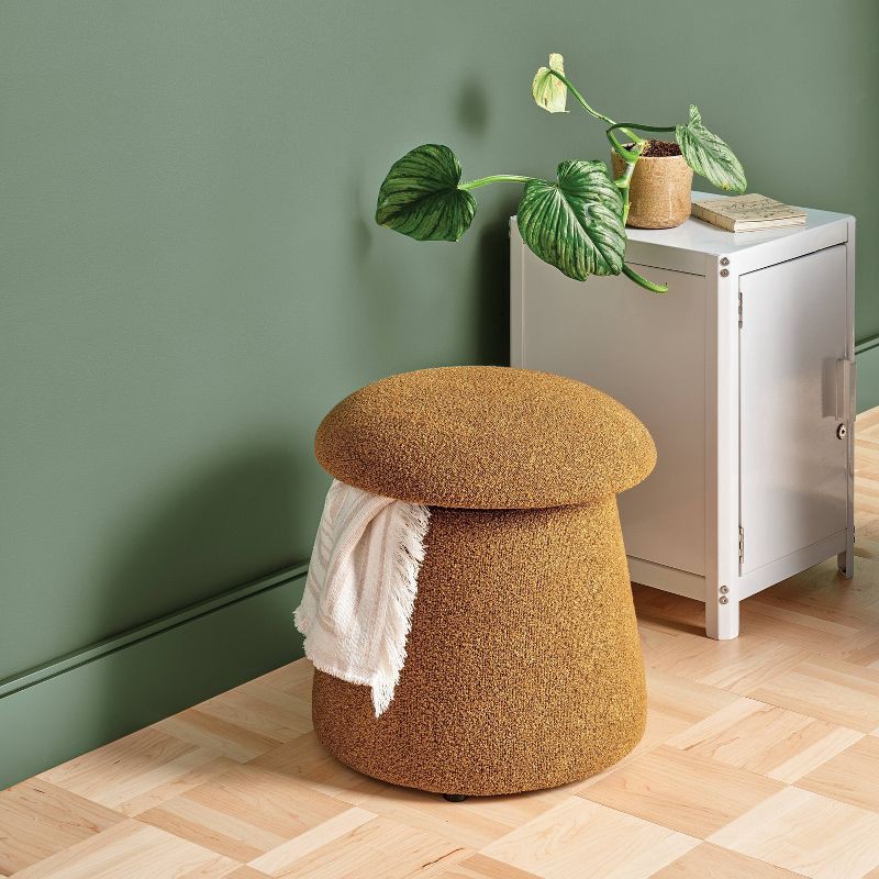 slide 2 of 5, Mushroom Upholstered Storage Ottoman Gold Boucle - Room Essentials™, 1 ct