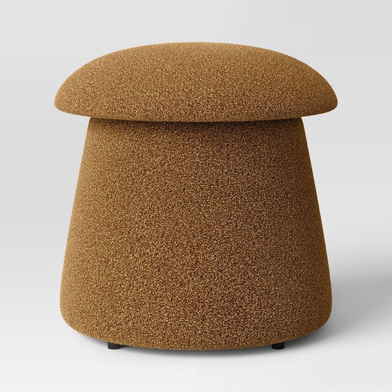 slide 3 of 5, Mushroom Upholstered Storage Ottoman Gold Boucle - Room Essentials™, 1 ct
