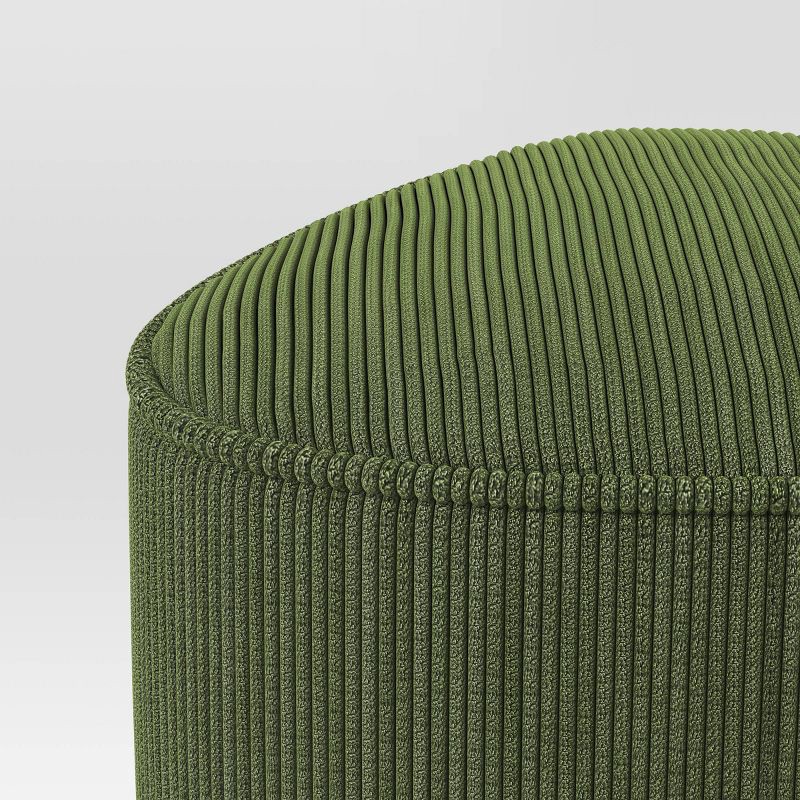 slide 3 of 4, Triangular Shaped Upholstered Corduroy Ottoman Green - Room Essentials™, 1 ct