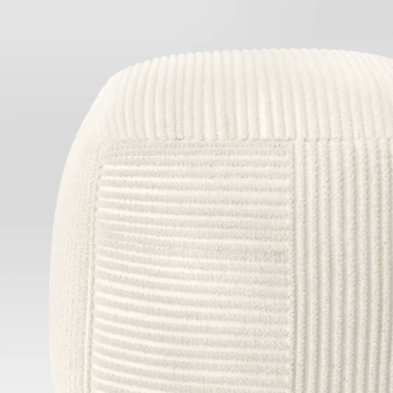 slide 4 of 5, Ribbed Pouf Ottoman Cream - Room Essentials™, 1 ct