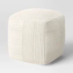 Ribbed Pouf Ottoman Cream - Room Essentials™
