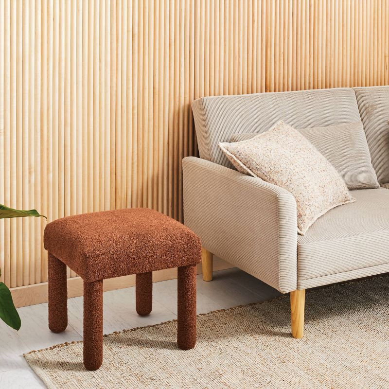 slide 2 of 4, Upholstered Square Stool Ottoman Rust Boucle - Room Essentials™, 1 ct