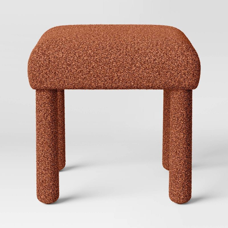 slide 3 of 4, Upholstered Square Stool Ottoman Rust Boucle - Room Essentials™, 1 ct