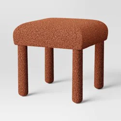 Upholstered Square Stool Ottoman Rust Boucle - Room Essentials™