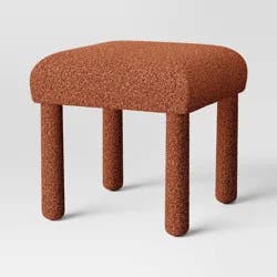 Upholstered Square Stool Ottoman Rust Boucle - Room Essentials™