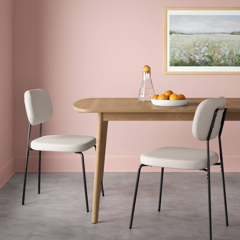 slide 2 of 5, Set of 2 Upholstered with Metal Base Dining Chair Chairs Cream Boucle - Room Essentials™, 1 ct