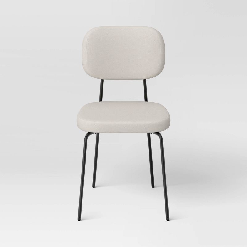 slide 3 of 5, Set of 2 Upholstered with Metal Base Dining Chair Chairs Cream Boucle - Room Essentials™, 1 ct