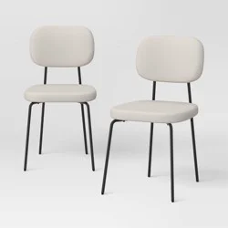 Set of 2 Upholstered with Metal Base Dining Chair Chairs Cream Boucle - Room Essentials™