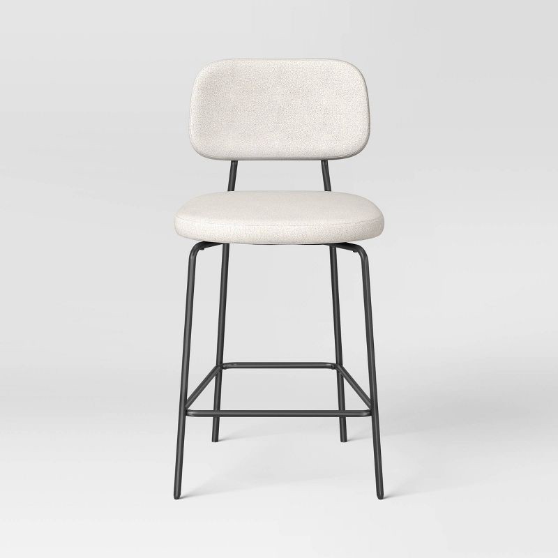 slide 3 of 5, Set of 2 24" Upholstered with Metal Base Counter Height Barstool Cream Boucle - Room Essentials™, 1 ct