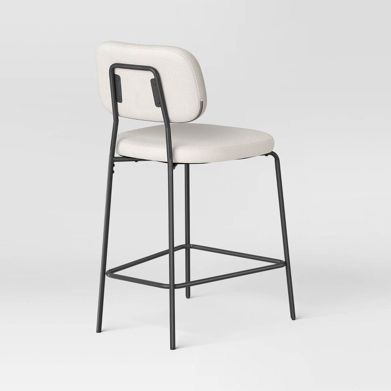 slide 4 of 5, Set of 2 24" Upholstered with Metal Base Counter Height Barstool Cream Boucle - Room Essentials™, 1 ct