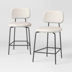 Set of 2 24&quot; Upholstered with Metal Base Counter Height Barstool Cream Boucle - Room Essentials™