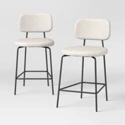 Set of 2 24" Upholstered with Metal Base Counter Height Barstool Cream Boucle - Room Essentials™