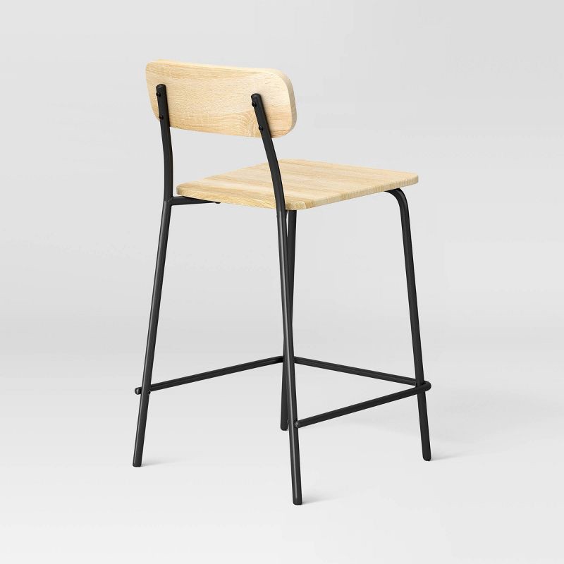slide 4 of 6, Set of 2 24" Wood with Metal Base Counter Stool Natural - Room Essentials™, 1 ct