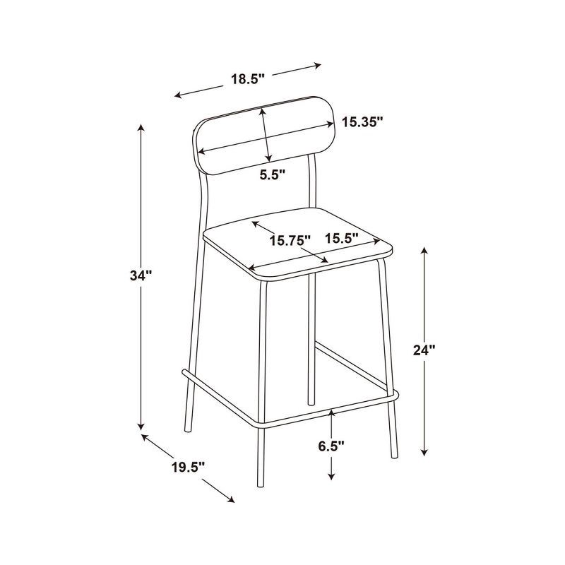 slide 6 of 6, Set of 2 24" Wood with Metal Base Counter Stool Natural - Room Essentials™, 1 ct