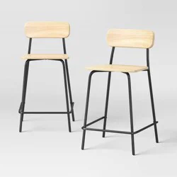 Set of 2 24" Wood with Metal Base Counter Stool Natural - Room Essentials™
