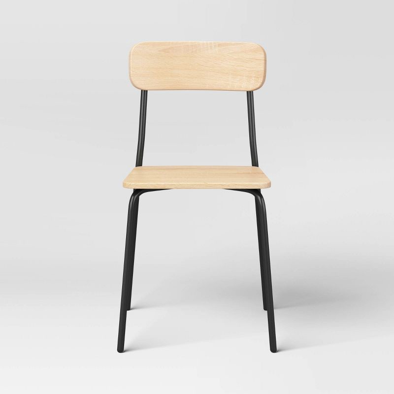 slide 3 of 6, Set of 2 Wood with Metal Base Dining Chair Natural - Room Essentials™, 1 ct