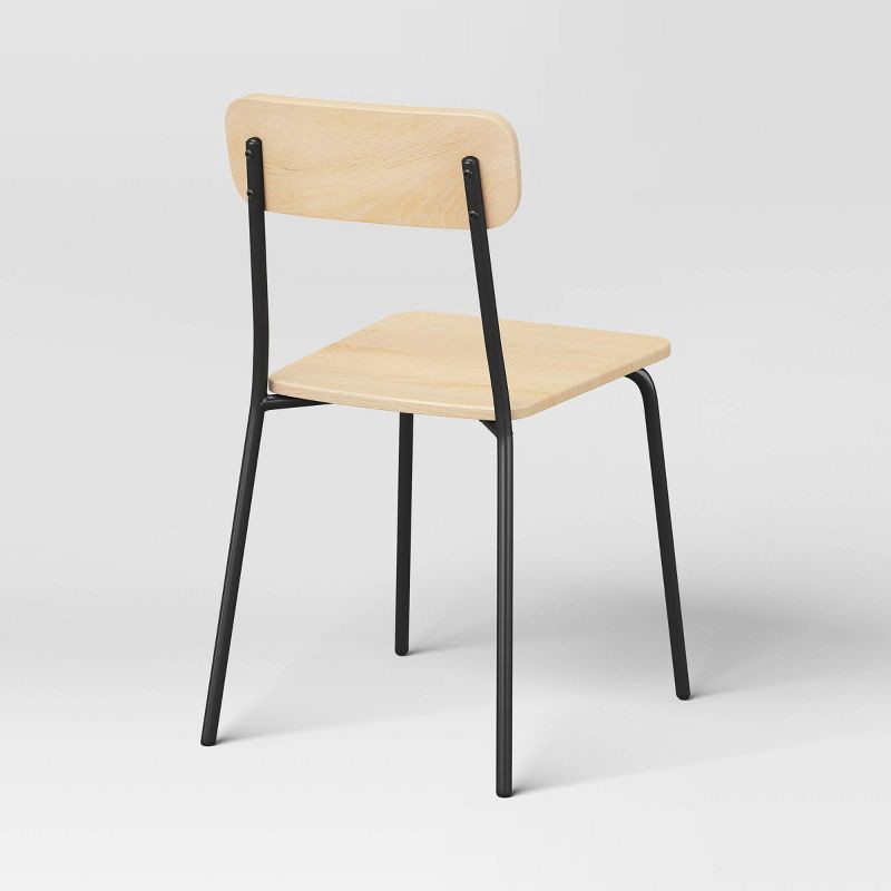 slide 4 of 6, Set of 2 Wood with Metal Base Dining Chair Natural - Room Essentials™, 1 ct