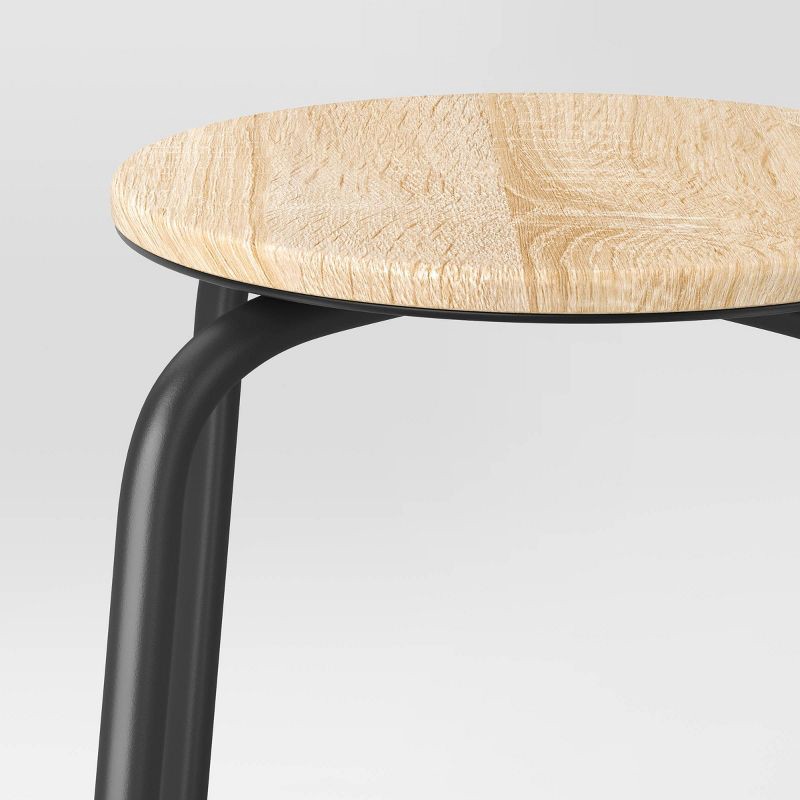 slide 5 of 6, Set of 2 24" Wood with and Metal Base Backless Counter Height Barstool Stool Natural - Room Essentials™, 1 ct