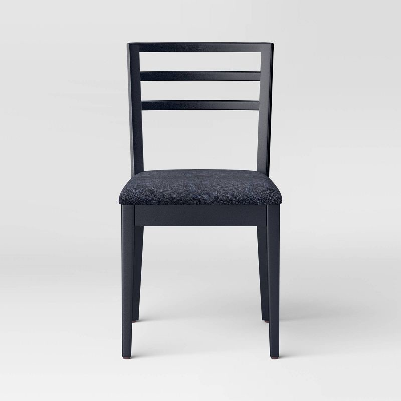 slide 3 of 5, Set of 2 Ladder Back Dining Chair With Padded Seat Black - Room Essentials™, 1 ct