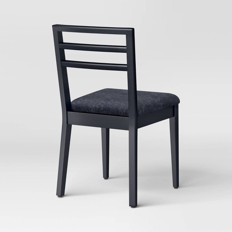 slide 4 of 5, Set of 2 Ladder Back Dining Chair With Padded Seat Black - Room Essentials™, 1 ct