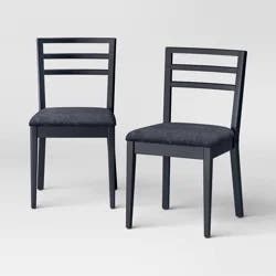 Set of 2 Ladder Back Dining Chair With Padded Seat Black - Room Essentials™