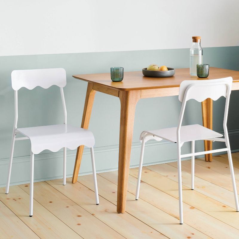 slide 2 of 5, Set of 2 Wavy Metal Dining Chair White - Room Essentials™, 1 ct