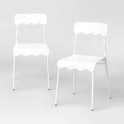 Set of 2 Wavy Metal Dining Chair White - Room Essentials™
