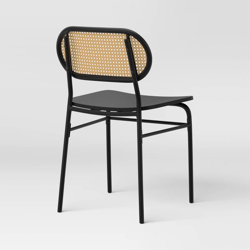 slide 4 of 7, Set of 2 Woven Back Metal Dining Chair Black - Room Essentials™, 1 ct