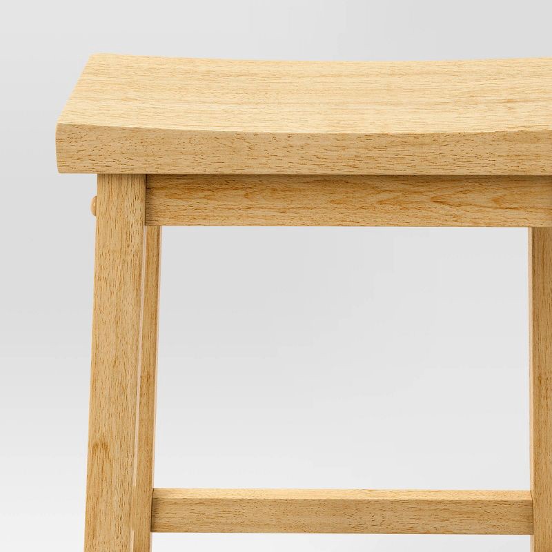 slide 5 of 6, Set of 2 24" Solid Wood Backless Saddle Counter Height Barstools Natural - Room Essentials™, 1 ct
