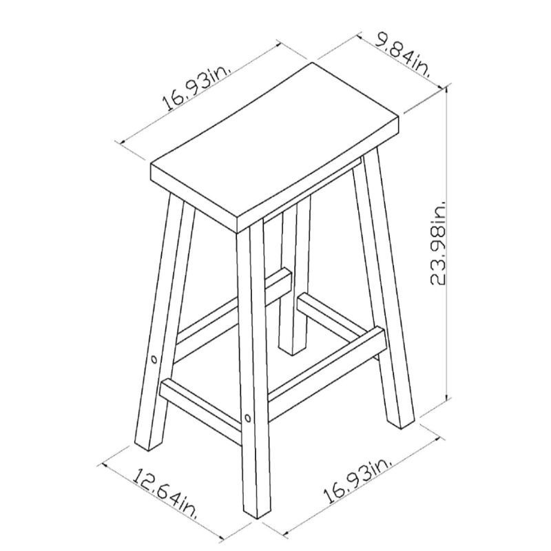 slide 6 of 6, Set of 2 24" Solid Wood Backless Saddle Counter Height Barstools Natural - Room Essentials™, 1 ct