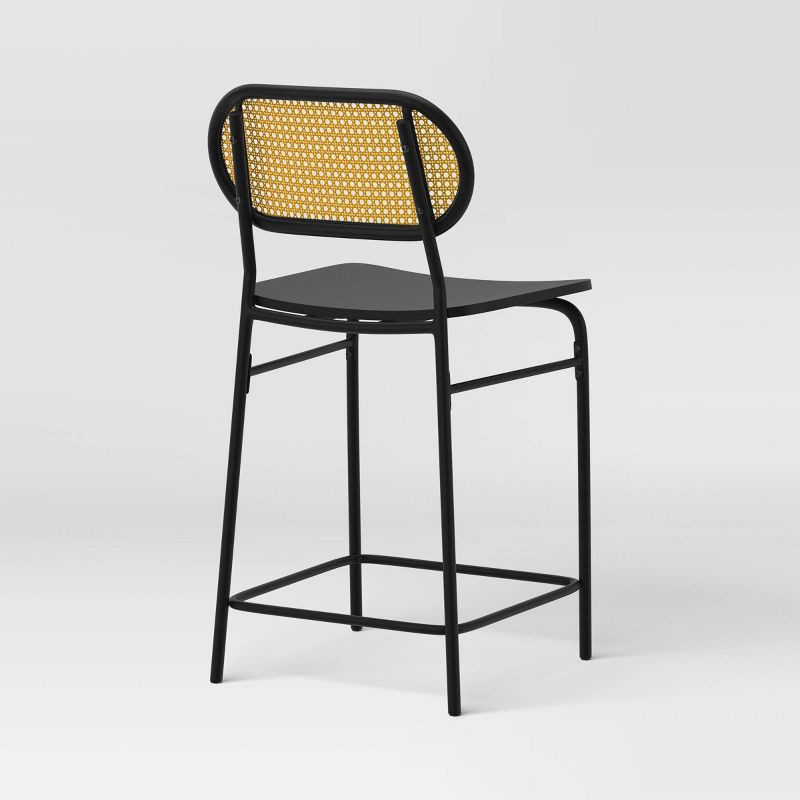 slide 4 of 7, Set of 2 24" Woven Back Metal Counter Height Barstool Black - Room Essentials™, 1 ct