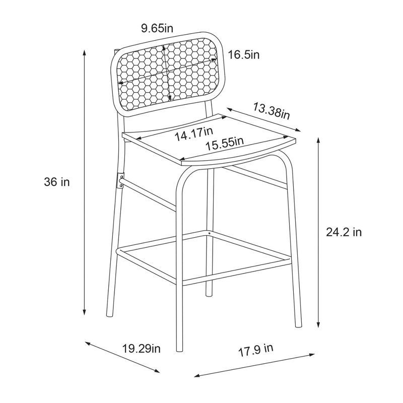 slide 7 of 7, Set of 2 24" Woven Back Metal Counter Height Barstool Black - Room Essentials™, 1 ct