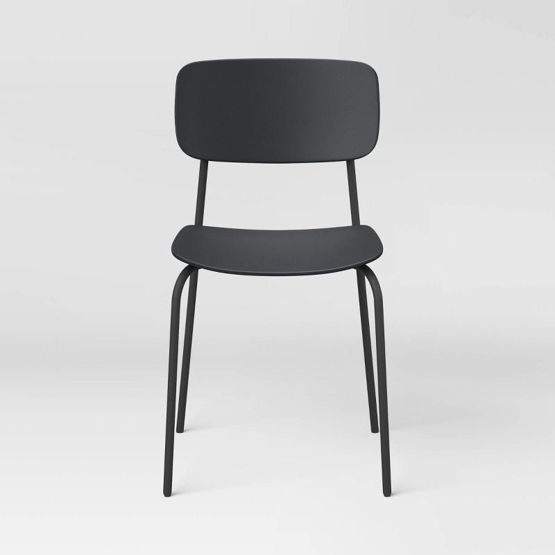 slide 3 of 5, Set of 2 Molded Plastic with Metal Base Dining Chair Black - Room Essentials™, 1 ct