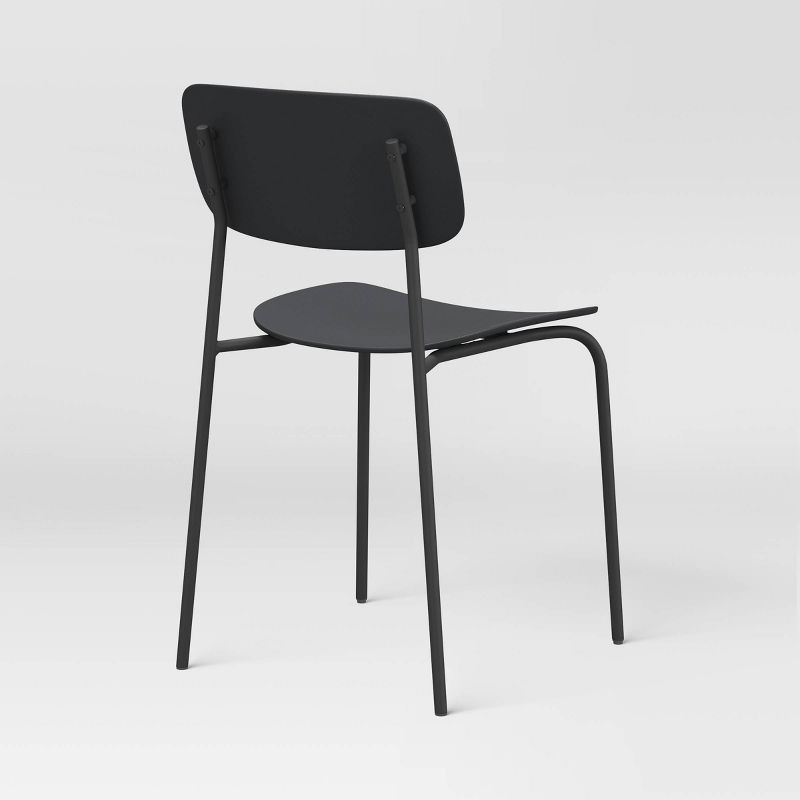 slide 4 of 5, Set of 2 Molded Plastic with Metal Base Dining Chair Black - Room Essentials™, 1 ct