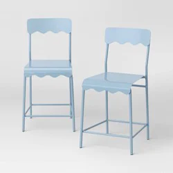 Set of 2 24&quot; Wavy Metal Counter Height Barstool Blue - Room Essentials™