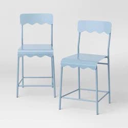 Set of 2 24" Wavy Metal Counter Height Barstool Blue - Room Essentials™