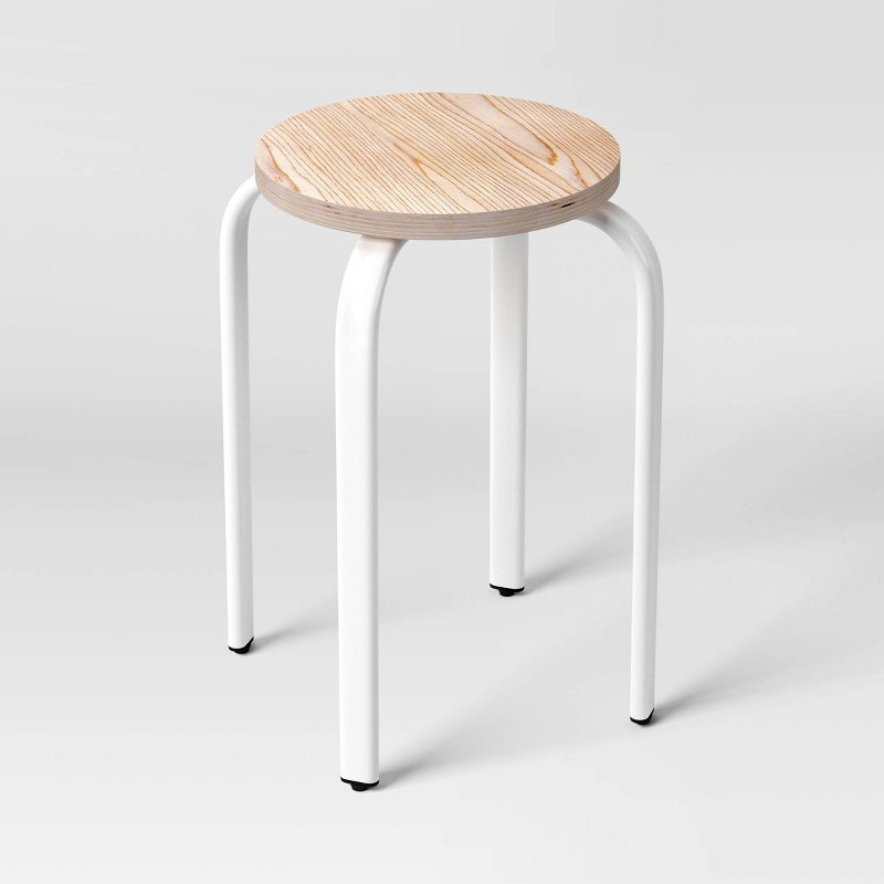 slide 3 of 5, Set of 2 Plywood with Metal Base Stacking Stool White - Room Essentials™, 1 ct