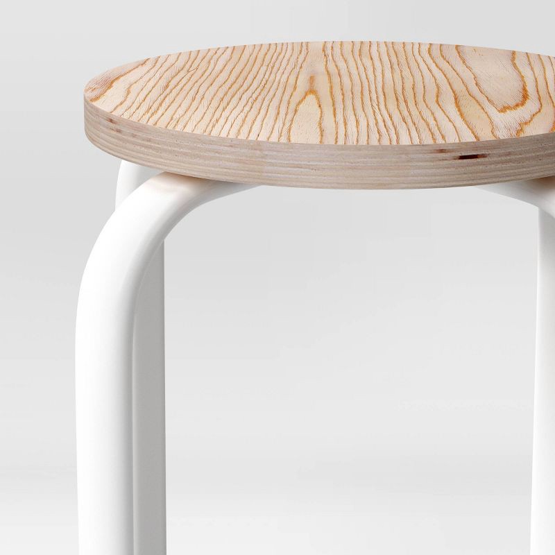 slide 5 of 5, Set of 2 Plywood with Metal Base Stacking Stool White - Room Essentials™, 1 ct