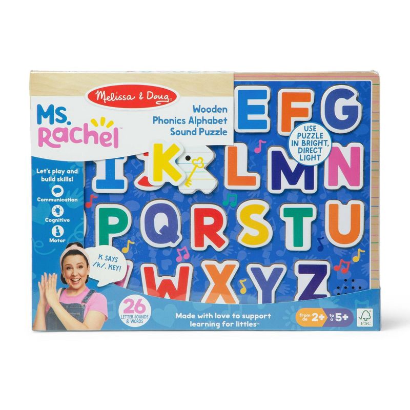 slide 3 of 9, Melissa & Doug® Ms. Rachel Wooden Phonics Alphabet Sound Puzzle with Light-Activated Sound Effects, 26-Piece: Educational Aid, 1 ct