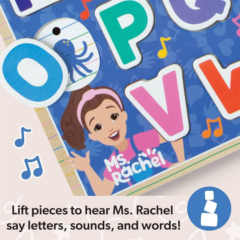 slide 7 of 9, Melissa & Doug® Ms. Rachel Wooden Phonics Alphabet Sound Puzzle with Light-Activated Sound Effects, 26-Piece: Educational Aid, 1 ct