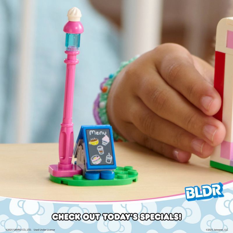 slide 18 of 19, BLDR Hello Kitty and Friends Hello Kitty's Dream Cafe Building Set with Hello Kitty, Cinnamoroll, and Pompompurin Minifigures, 1 ct
