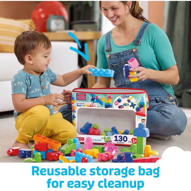 slide 6 of 6, MEGA BLOKS First Builders Big Bag of Blocks Toy Blocks with Storage Bag - 130pc, 130 ct