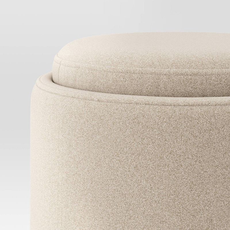 slide 5 of 5, Round Upholstered Storage Ottoman Beige - Room Essentials™, 1 ct