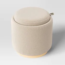 Round Upholstered Storage Ottoman Beige - Room Essentials™