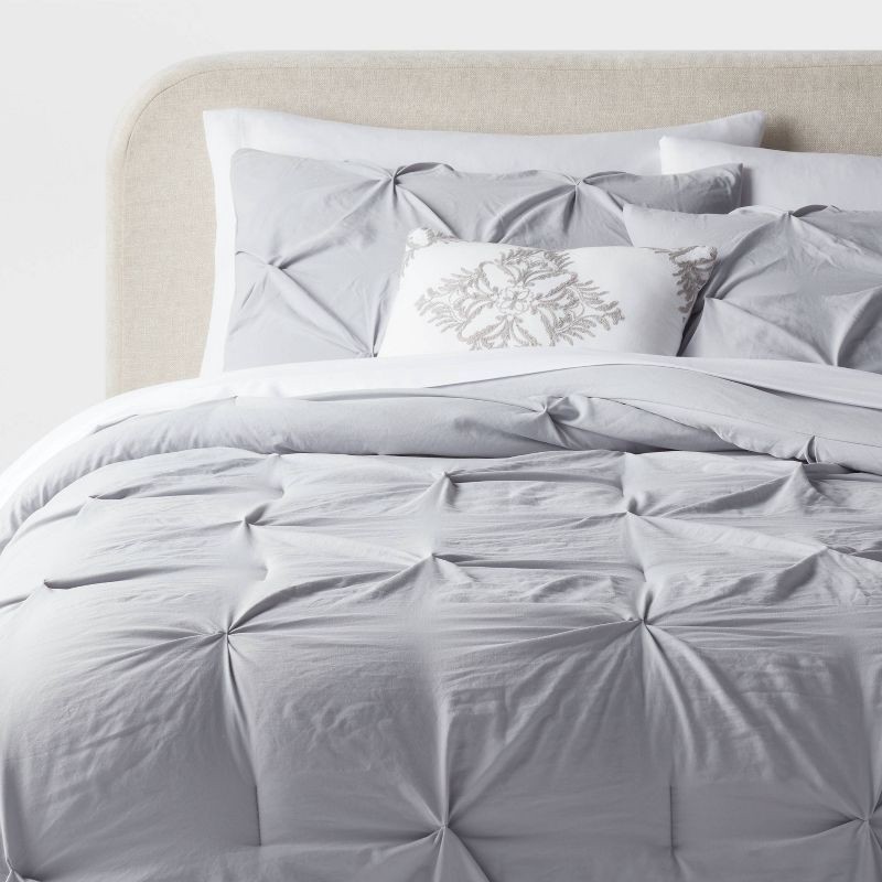 slide 1 of 7, 8pc King Pinch Pleat Comforter and Sheet Set Gray - Threshold™, 8 ct