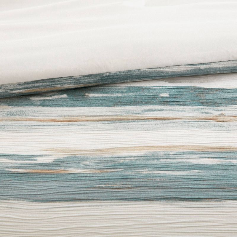 slide 4 of 7, 5pc Queen Watercolor Striped Bedding Set Blue, 5 ct