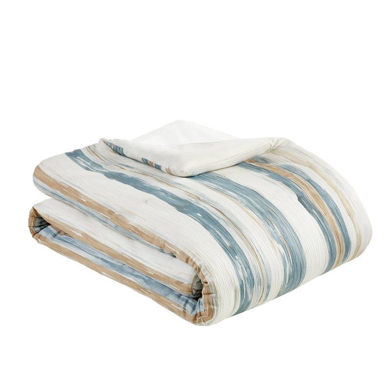 slide 5 of 7, 5pc Queen Watercolor Striped Bedding Set Blue, 5 ct