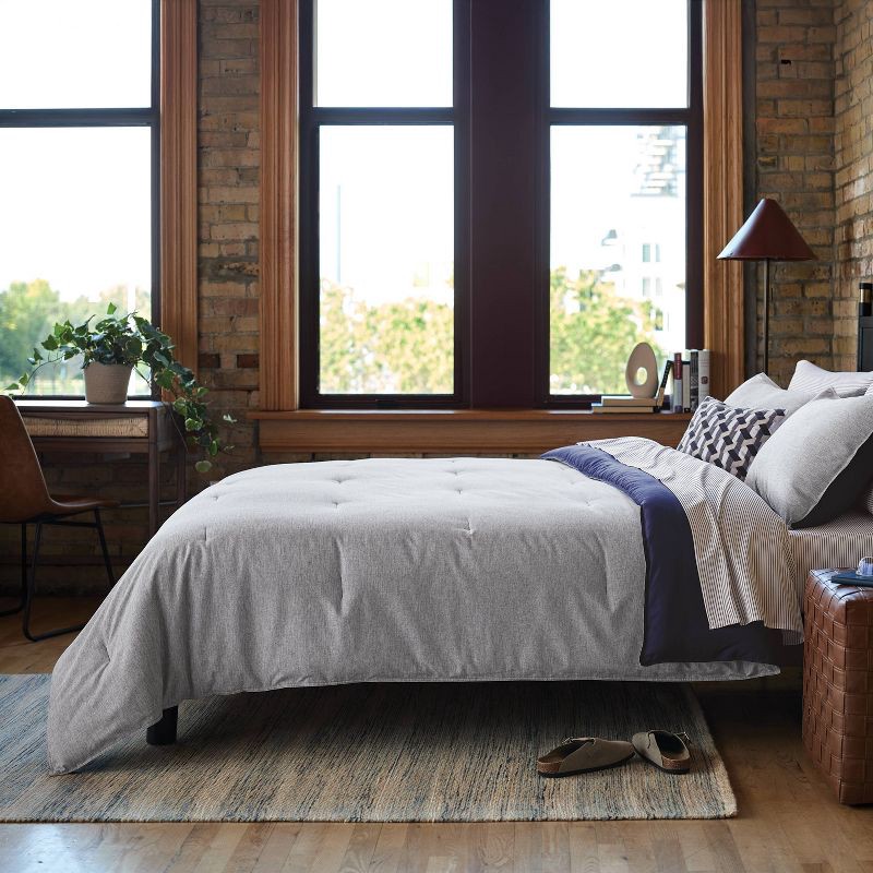 slide 2 of 7, 8pc King Chambray Comforter and Sheet Set Indigo - Threshold™, 8 ct